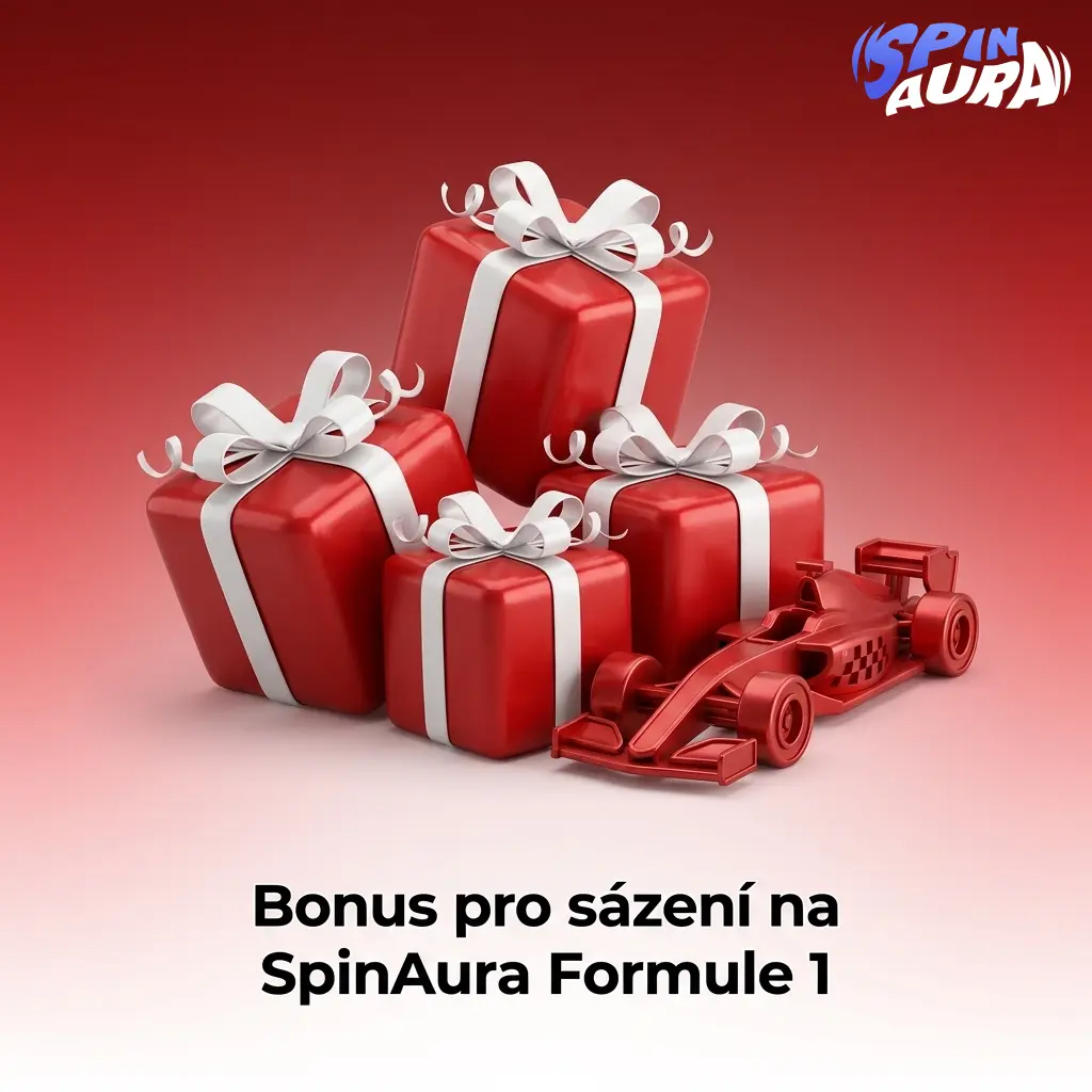Uvítací bonus SpinAura 100 % až 5 000 Kč pro sázky na Formuli 1, podmínka protočení 3x s kurzem 1.75